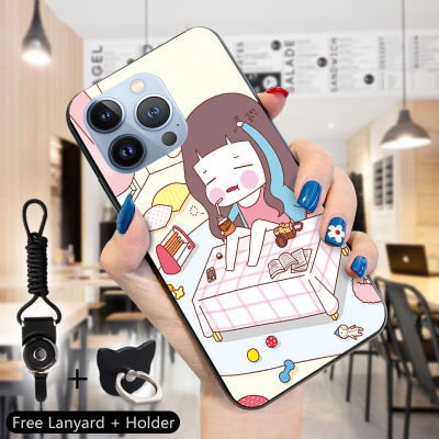 GGK เคสสำหรับ Apple iPhone 15 Pro Max 15 15 Pro แหวนใส่นิ้วสายคล้องคอลายการ์ตูนน่ารักเคสโทรศัพท์สำหรับหญิงสาวน่ารักกีฬาการ์ตูนคุณสามารถน่ารักซิลิโคนนิ่มฝาครอบด้านหลังโทรศัพท์ป้องกัน TPU