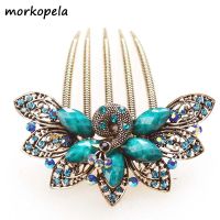 ♂✳ Morkopela Peacock Hair Comb Clip Chinese Hair Pin Jewelry Banquet Rhinestone Hairpin Hair Accessories For Women