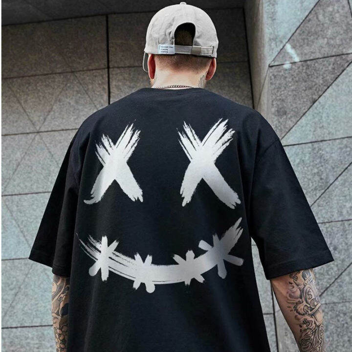 w-king-m-8xl-fashion-nd-oversize-ghost-face-short-sleeve-t-shirt-trend-print-top-loose-t-half-sleeve-clothes-lovers-round-neck-bottomed-shirt-short-t