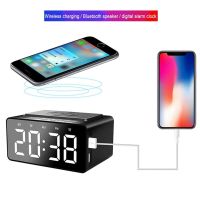 New Digital Alarm Clock Radio Bluetooth Speaker Usb Wireless Charger LED Display