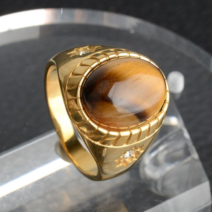 ดาวพระจันทร์สีทองคำสีกุหลาบโมราคริสตัลหินไทเทเนี่ยมทรงรีแหวนเหล็กสำหรับผู้หญิงของขวัญแหวนปาร์ตี้