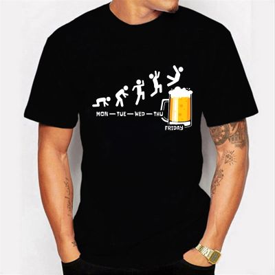 Friday Beer Print Mens Brand T-Shirt For Men Clothing Funny Graphic Hip Hop Summer Streetwear Harajuku Oversized Tee Daily Gift