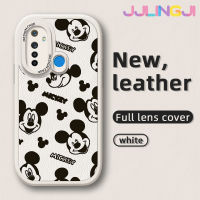 Jlingji เคสสำหรับ Realme 5 5i 5S 6i 6 6S 6 Pro Narzo กระแสแฟชั่นลายมิกกี้เมาส์ใหม่ฝาครอบ Lensa Kontak หนังดีไซน์ใหม่โทรศัพท์ดีไซน์ข้างกล้องบางป้องกันเคสกันกระแทก