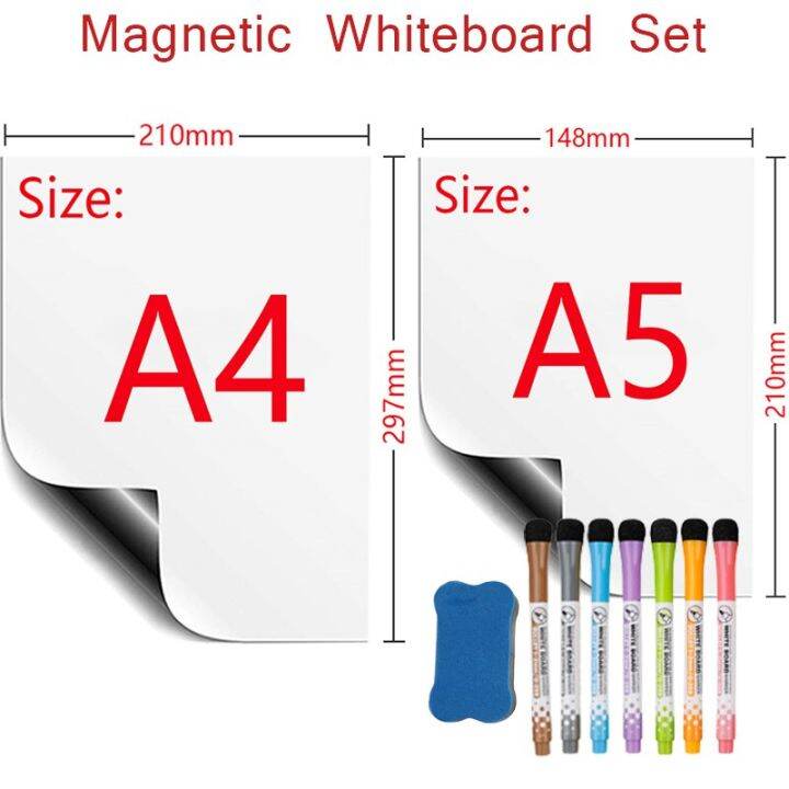 magnetic-whiteboard-fridge-magnt-stickers-white-board-erasable-markers-message-office-teaching-drawing-writing-schedule-a4-size