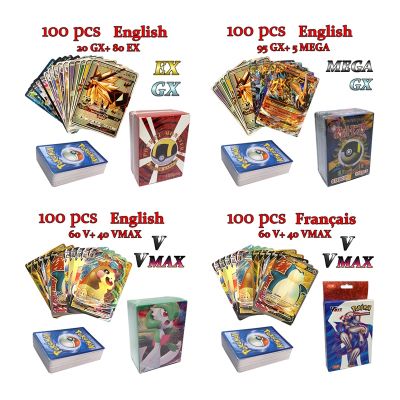ↂ❅✎ 27-120Pcs Pokemon Cards Game V TAG VMAX GX EX MEGA French Spanish Trading Booster Box Shining Card Kids Collection Battle Toys
