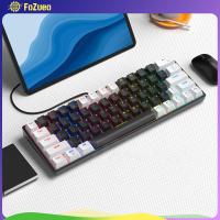 FoZueo คีย์บอร์ดแบบกลไกไฟ RGB Backlit สำหรับพีซีตั้งโต๊ะปลั๊กแอนด์เพลย์ตามหลักสรีรศาสตร์