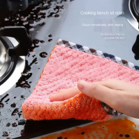 Kitchen Daily Dish Towel Thickened Cleaning Cloth Rags Non-Stick Oil Cloth Absorbent Scouring Pad Reusable Household Wiping Tool