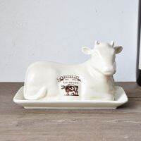 European Style Table Western Food Butter Dish With Cover Bread Dish Cheese Box Restaurant Creative Cow Shape