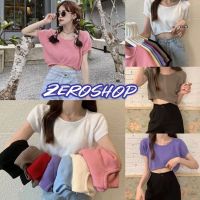 Zero SHOP ?พร้อมส่ง? (Zero-9572-1) เสื้อครอปไหมพรม แขนกุดใส่สบายผ้านิ่ม มีหลายสี ดีเทลสุดฮิตมากๆ