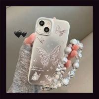 .Suitable For Gilded Butterfly with Bracelet Phone Case iPhone 14 Pro MAX 13 12 11 Max Luxury Soft Shockproof TPU Fashion Cover