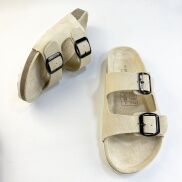 Dép đế chất liệu da bò birken nam nữ unisex 2 khóa size 35