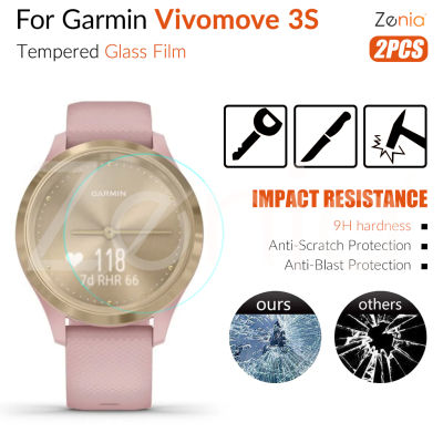 Zenia 2ชิ้นแบบเต็มหน้าจอฟิล์มกันรอยสำหรับ Garmin Vivomove 3S HD 9H 2.5D อารมณ์แก้วป้องกันป้องกันการระเบิดอุปกรณ์เปลี่ยนฟิล์มป้องกันรอยขีดข่วน