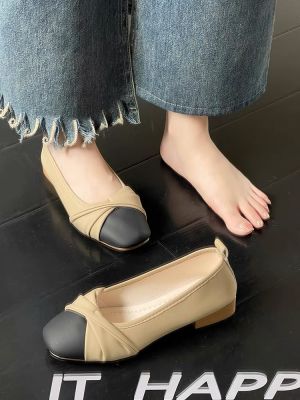 ⚡Amandad Stores⚡ รองเท้า Mary Jane ของผู้หญิงใหม่ พื้นรองเท้าแบนและนุ่ม สูงขึ้น 2 ซม. หัวเหลี่ยม ปากตื้น รองเท้าหนังลำลองและหรูหรา เรือจากประเทศไทย.