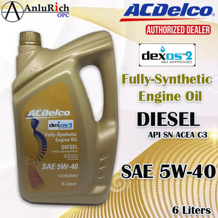 ACDelco Dexos 2 SAE 5W-40 Fully Synthetic Engine Oil (DIESEL) 6Liters ...