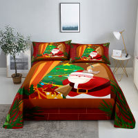 Christmas Present 0.91.21.51.82.0m Digital Printing Polyester Bed Flat Sheet With Pillowcase Print Bedding Set