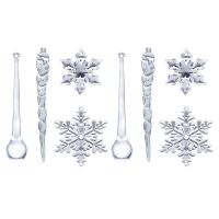 80PC Snowflake Icicle Christmas Ornaments New Year Ornaments Crystal Christmas Tree Transparent Ornaments