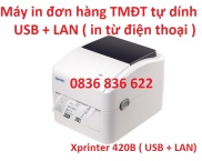 Máy in Xprinter XP420B  USB + LAN  in đơn hàng tem nhãn vận chuyển bằng