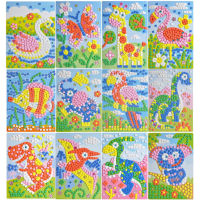 12pcs Handicraft DIY Toy For Children Mosaic Crystle Sticker Kids Diamond Painting Girl Gift Arts Craft Do Not Need Glue