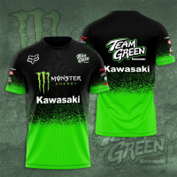 2023 New Motocicleta Kawasaki Racing Teams Homens Camisetas Esportes Mulheres Camiseta Verão Manga Curta Roupas Infantis Summer Fashion T-shirt