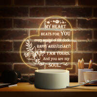 Valentines Day Gift for Lovers, Boyfriend, Husband and Wife, Heart-shaped LED Night Light, Creative Romantic Table Lamp