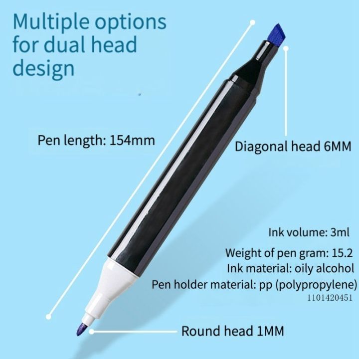 ปากกาวาดภาพกราฟฟิตีชุดแอลกอฮอล์มังงะเครื่องเขียนสองหัว12-168สีสำหรับวาดภาพสีน้ำมัน