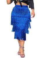 【CW】 Tassel Fringe Bodycon Skirts Womens Waisted Elastic Ladies Jupe 2023 Saias S 4XL