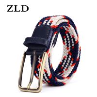 【CW】 ZLD fashion Men and women Elastic 27 colors available Striped Stretch  Braided men Waist Pin buckle belt