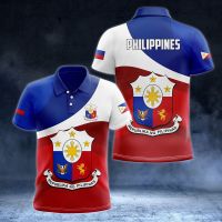 Philippines Flag &amp; Coat of Arms Customized Polo Shirts Summer Casual Streetwear Mens Fashion Loose Jersey Plus Size Sportswear