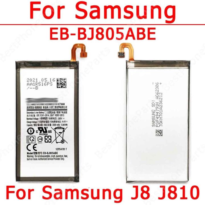 แบตเตอรี่สำหรับ Galaxy J8 J810อะไหล่โทรศัพท์มือถือ Li-Ion 3500 Mah EB-BJ805ABE อะไหล่สำรองแบตเตอรีเดิม