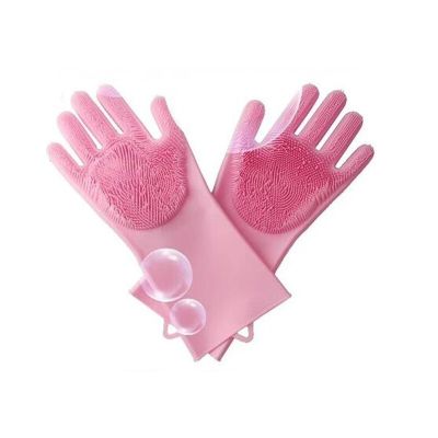 Kitchen Silicone Cleaning Gloves Magic Dish Washing Gloves with brush For Household Silicone Scrubber Rubber Dish washing Gloves Safety Gloves