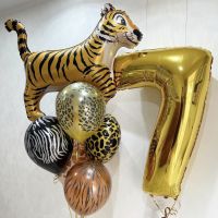 1pc Tiger Lion Leopard Walking Animal Foil Balloon For Jungle Safari Birthday Party Decorations Kids Gift Toy Helium Air Globos