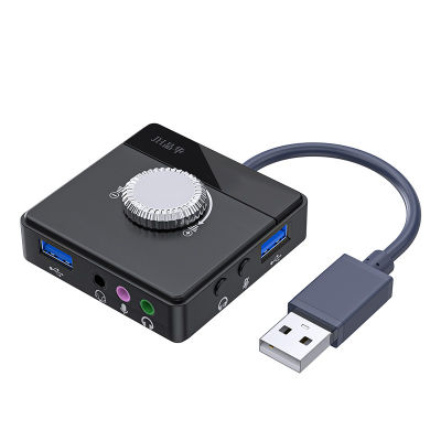 Hot USB การ์ดเสียงภายนอก3พอร์ตถึง3.5มม. แจ็คไดร์เวอร์ปรับระดับเสียงการ์ดเสียงที่ปรับได้อะแดปเตอร์เสียงสเตอริโอภายนอก