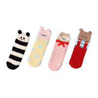 4 PAIRS Ladies Floor Sock Women Sock Set Winter Cute Fun Cartoon Animal Panda Warm Kawaii Fluffy Fuzzy Comfy Design Sock new