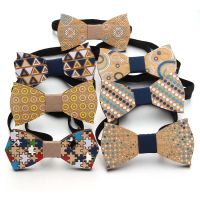 Fashion Wooden Bowtie Gentleman Bow Ties Handmade Color Pattern Tie Party Bow Ties Butterfly Wooden Unique Tie for Man