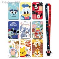 New Disney Credential Holder Kawaii Lilo amp; Stitch Hanging Neck Long Rope Card Holders Keychain Cute Mickey Mouse Id Card Holder