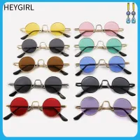 HEYGIRL พังก์สไตล์ แว่นกันแดดกลมเล็ก การป้องกัน UV400 สีสันสดใส เฉดสีวงกลม วินเทจ แว่นตากันแดดฮิปปี้ สำหรับผู้หญิงและผู้ชาย