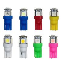 W5W T10 Led 10ชิ้น5SMD โคมไฟทรงโดมอ่านหนังสือในรถที่ทำเครื่องหมายไว้บนรถหลอดไฟป้ายทะเบียนไฟปรับแสง194 192 Dc 12V สีชมพูน้ำแข็งสีฟ้า