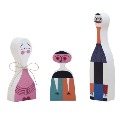 Modern Abstract Creative Wooden Dolls Painted Family Crafts Decorations Kids Gift Baby Toys Home Decorative Model 3 Pcs/Set NO.4