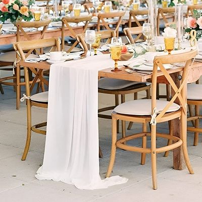 Chiffon Table Runner 27X118 Inches Romantic Wedding Sheer Bridal Party Table Decorations Shower Decorations