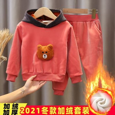 [COD] Girls autumn and winter clothes foreign style suit boys baby gold velvet childrens 1-3 years old 4 children spring plus two-piece set