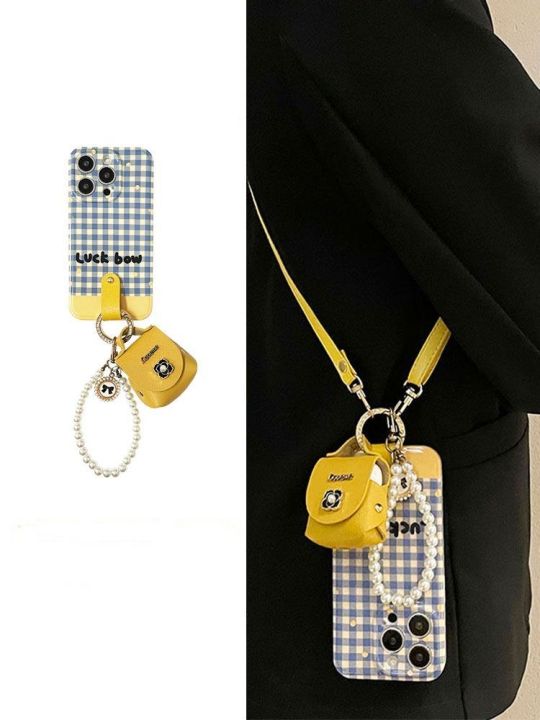 กระเป๋าหูฟัง-camellia-case-สำหรับ-iphone14promax-simple-blue-lattice-case-สำหรับ-iphone13-กระเป๋าหนังสีเหลืองขนาดเล็ก-กระเป๋าใส่โทรศัพท์สำหรับ-iphone12-promax-leather-write-case-สำหรับ-iphone11
