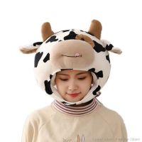 Funny Milk Cow Head Plush Hat Pillow Spot Print Cartoon Animal Stuffed Toy Headgear Cap Cosplay Party Photo Props A20 21