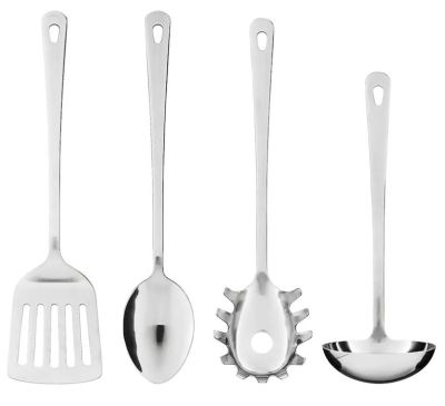 กรุนก้า ชุดอุปกรณ์เครื่องครัว 4 ชิ้น , สแตนเลส (GRUNKA 4-piece kitchen utensil set, stainless steel)