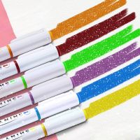 4 Packs of Flash Powder Highlighter High-value Student Classroom Notes Mark Key Color Hand Account Pen Luminescent Painting PenHighlighters  Markers