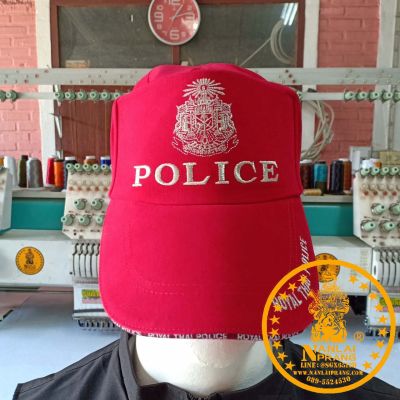 หมวกแก๊ป ตร ภาคสนาม POLICE สีแดง