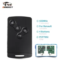 Dandkey ชิปสมาร์ทการ์ด Pcf7952 433Mhz Kunci Remote Mobil ตัด4ปุ่ม Fob สำหรับ Renault Megane 3 Laguna 3ฟลูเอ็นซ์น่าดึงดูด2008-