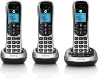 Motorola CD4013 Digital Cordless Phone with Answering Machine with 3 Handsets, Silver 3-Handset