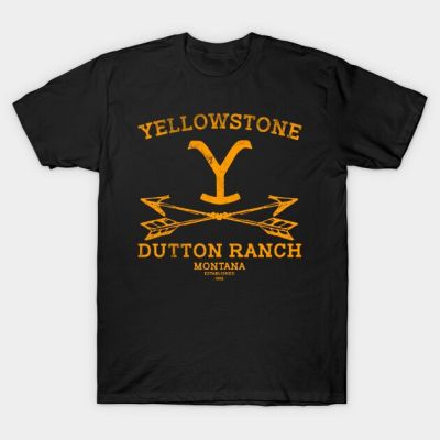 เสื้อยืดรายการทีวี Yellowstone Dutton Ranch เสื้อยืดสุดเท่เสื้อคอกลมแขนลำลองขาสั้นพิมพ์ลายแฟชั่นผ้าฝ้าย100%