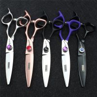 Hairdressers Barber Special Scissors Household 6" Willow Leaf Scissors Japanese Style 440C Sliding Cutting Shears Gilt Purple