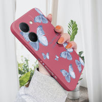 เคส PMP Hp สำหรับ VIVO Y27 5G เคสโทรศัพท์ผีเสื้อที่สวยงามเคสป้องกันกล้องคลุมทั้งหมดปลอกซิลิโคนของเหลวรูปแบบขอบสี่เหลี่ยม